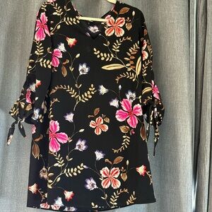 Express Pink and Orange Ruffled Sundress with Bell Sleeves